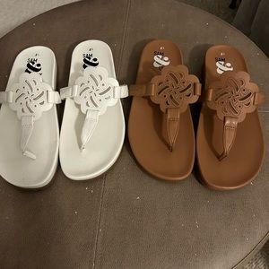 Sam & Libby sandals - one white pair, one brown pair. Both size 8 1/2.